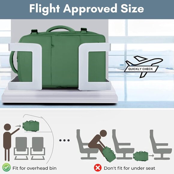 Taygeer Women's Peridot Green Travel Backpack Carry On 15.6inch Laptop Backpack - Picture 4 of 9